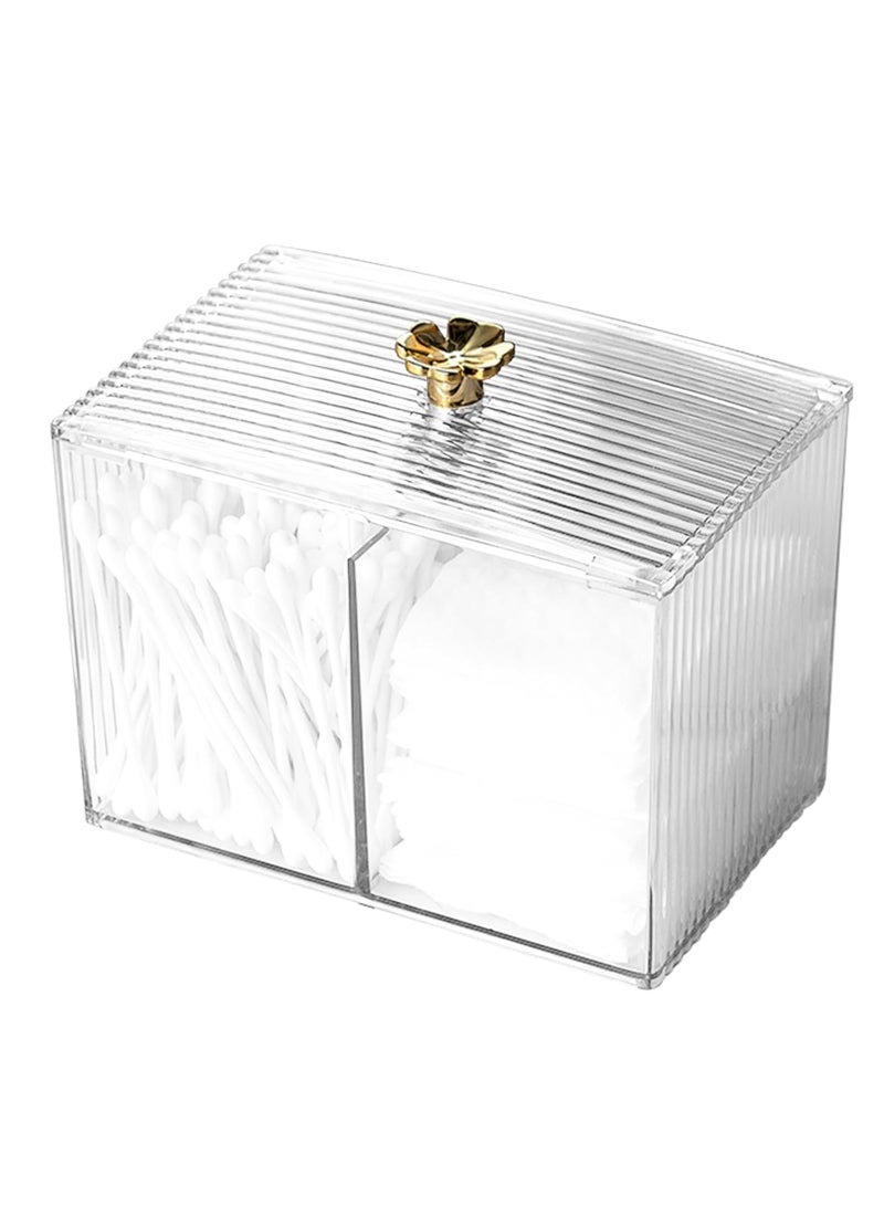 Oasisgalore Cotton Pad Holder & Cotton Bud Dispenser – Transparent Organizer with Lid for Dressing Table (13 x 8 x 9cm)  - Image 1