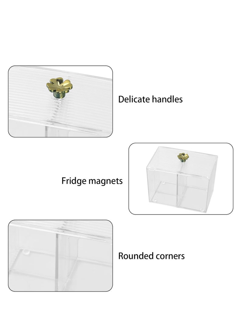 Oasisgalore Cotton Pad Holder & Cotton Bud Dispenser – Transparent Organizer with Lid for Dressing Table (13 x 8 x 9cm)  - Image 2