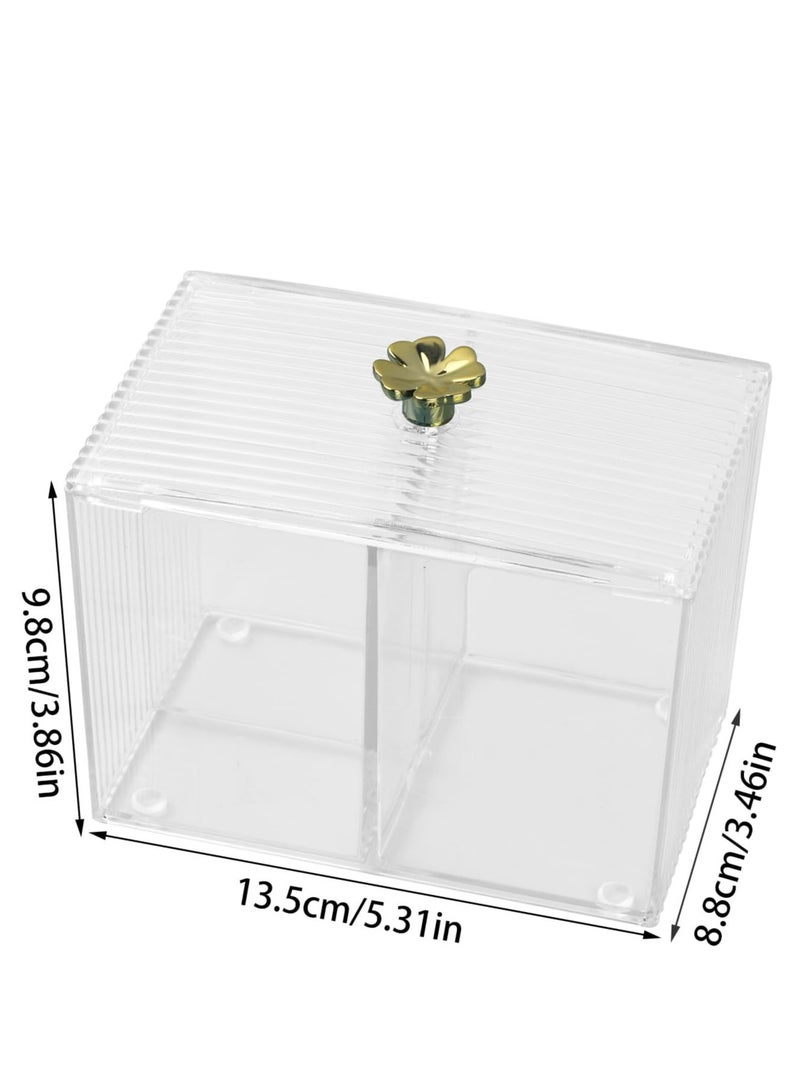 Oasisgalore Cotton Pad Holder & Cotton Bud Dispenser – Transparent Organizer with Lid for Dressing Table (13 x 8 x 9cm)  - Image 3