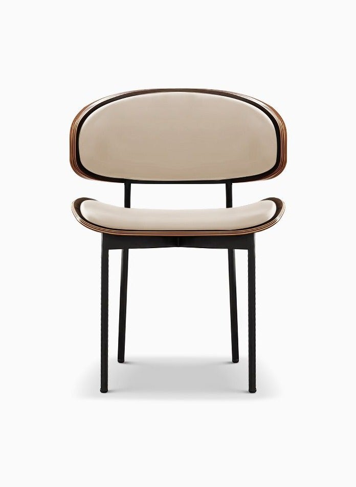 MAPLE HOME DECORATION Maple Home Dining Chair Leather Wooden Frame Backrest  Black Metal Legs Modern Kitchen Lounge Living Accent Restaurant Furniture  - Image 2