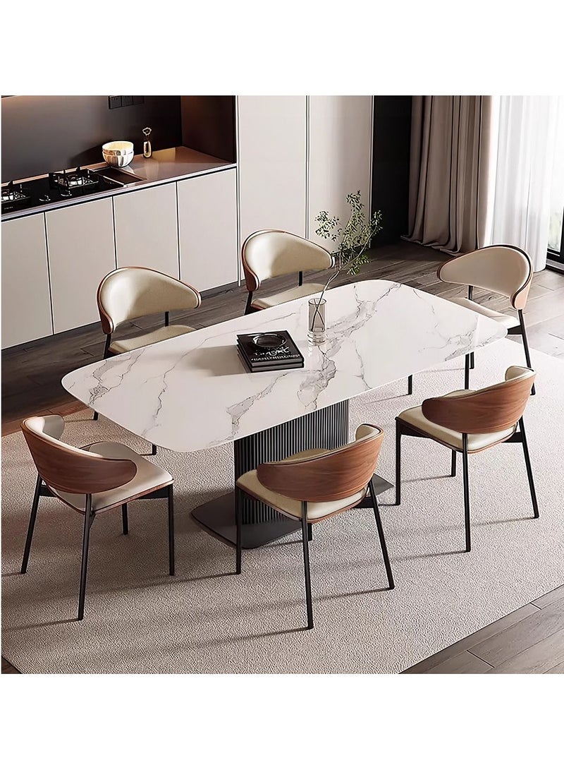 MAPLE HOME DECORATION Maple Home Dining Chair Leather Wooden Frame Backrest  Black Metal Legs Modern Kitchen Lounge Living Accent Restaurant Furniture  - Image 4