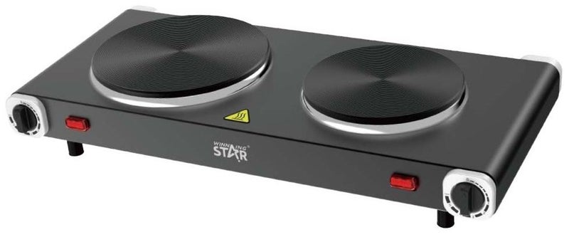 Winning Star Countertop Double Cast Iron Burner, Electric Hot Plate, Temperature Controls, Power Indicator Lights, Easy to Clean - Image 1