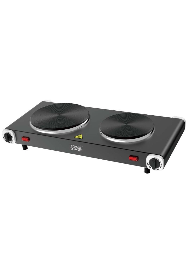 Winning Star - Countertop Double Cast Iron Burner, Electric Hot Plate, Temperature Controls, Power Indicator Lights, Easy to Clean - Image 1