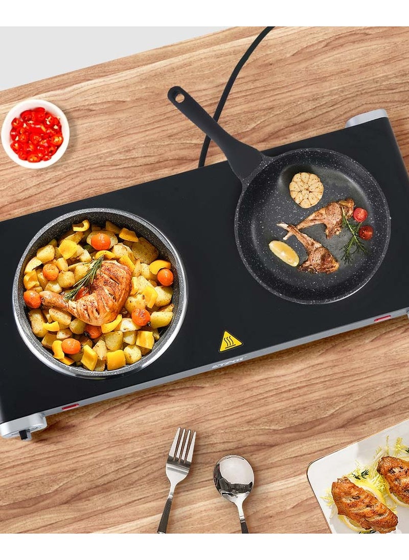Winning Star - Countertop Double Cast Iron Burner, Electric Hot Plate, Temperature Controls, Power Indicator Lights, Easy to Clean - Image 1
