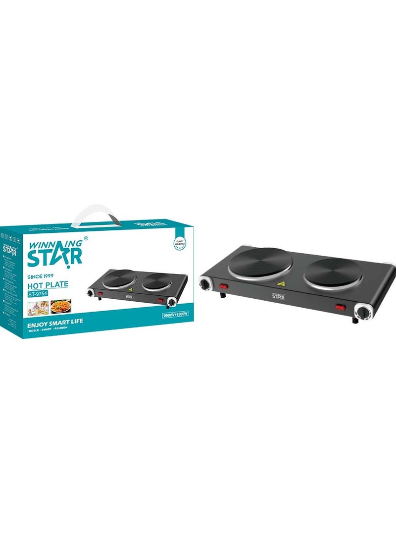 Winning Star - Countertop Double Cast Iron Burner, Electric Hot Plate, Temperature Controls, Power Indicator Lights, Easy to Clean - Image 1