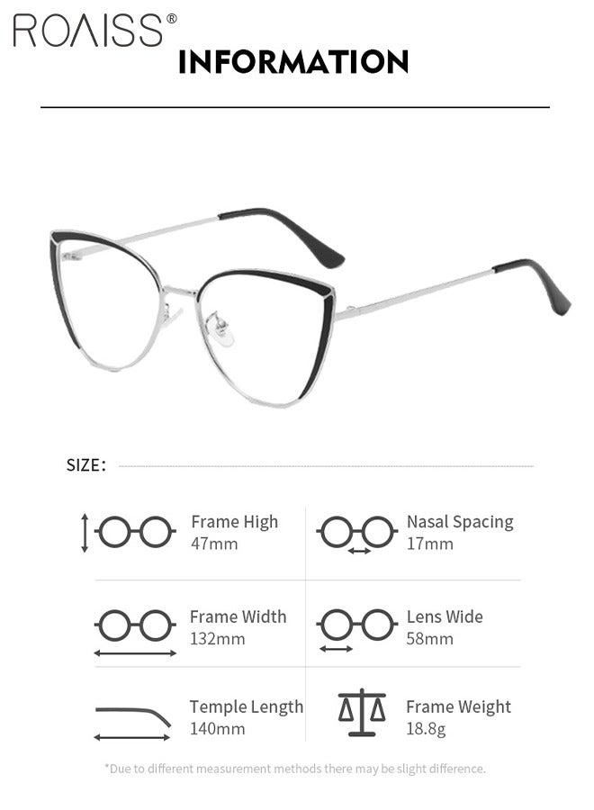 roaiss Women's Blue Light Blocking Glasses Blue Light Filter Computer Reading Gaming TV Phones Cat Eye Eyeglasses Fashion Anti Eyestrain Headache Eyewear Black Silver - Image 3