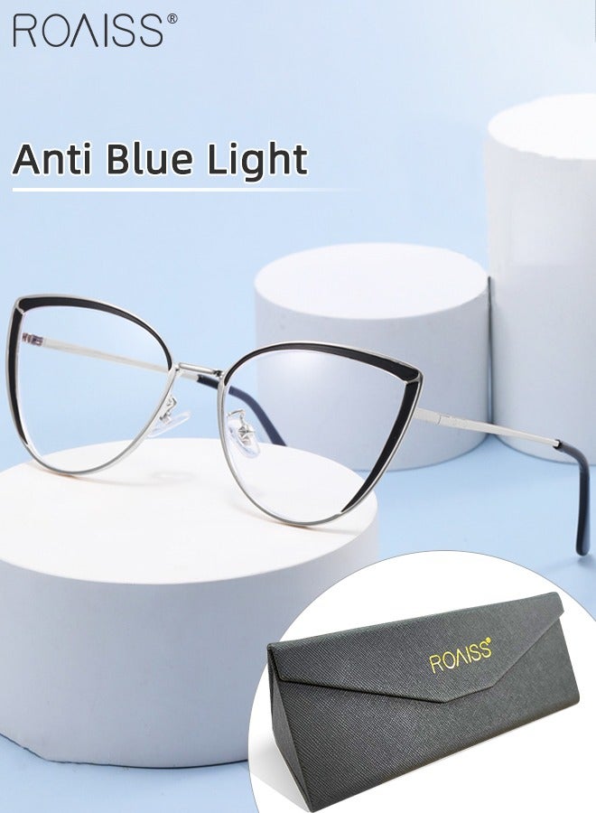 roaiss Women's Blue Light Blocking Glasses Blue Light Filter Computer Reading Gaming TV Phones Cat Eye Eyeglasses Fashion Anti Eyestrain Headache Eyewear Black Silver - Image 2