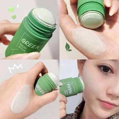 Elecsera Green Tea Purifying Clay Stick Mask Oil Control AntiAcne Eggplant Solid Fine Portable Cleansing Mask Mud Apply Mask Green Tea Facial Detox 40 ml - Image 2
