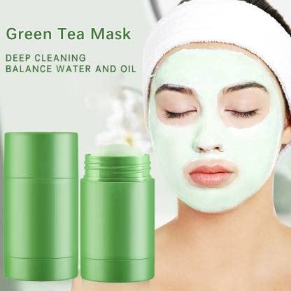 Elecsera Green Tea Purifying Clay Stick Mask Oil Control AntiAcne Eggplant Solid Fine Portable Cleansing Mask Mud Apply Mask Green Tea Facial Detox 40 ml - Image 3