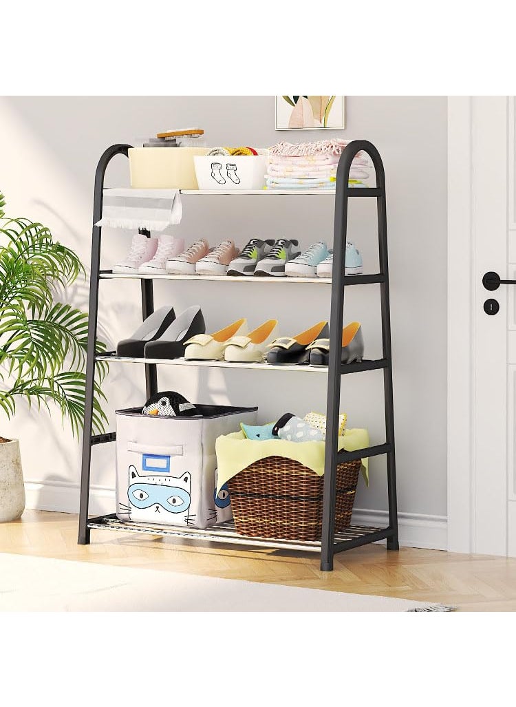ZhenaurA ZhenaurA Shoe Stand Organizer a Stylish and Sturdy Storage Solution for Footwear Crafted with Durable Metal and Accented with Chrome Black 5 Layers Metal Shelves with pp Plastic Frame  - Image 1