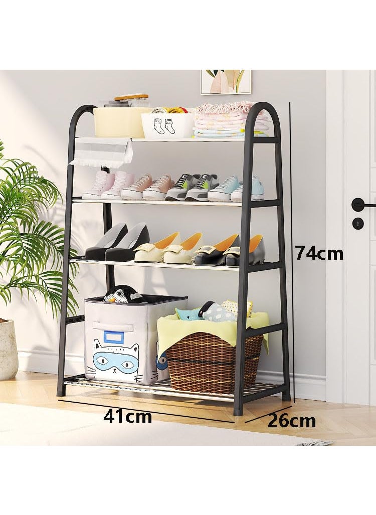ZhenaurA ZhenaurA Shoe Stand Organizer a Stylish and Sturdy Storage Solution for Footwear Crafted with Durable Metal and Accented with Chrome Black 5 Layers Metal Shelves with pp Plastic Frame  - Image 2