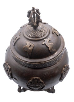 Alpine Crystals UAE Tibetan Pot with Artistic Lid Handmade Antique  - Image 2