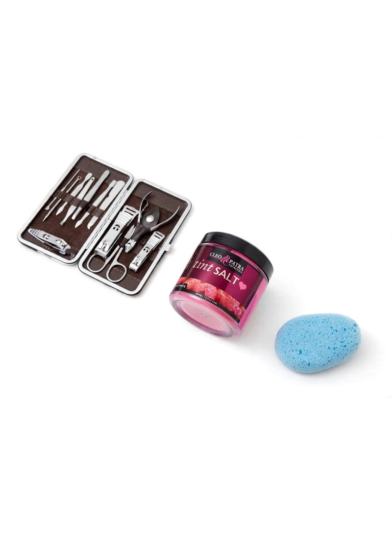 CLEOPATRA A stylish metal case containing a complete set of 10+ jars of rose bath salts and a pumice stone for removing dead and rough skin. - Image 2