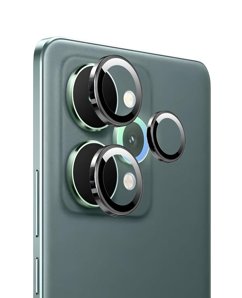 FabeKee Camera Lens Frame Glass Compatible with realme 15 5G Tempered Glass Aluminum Alloy Frame Individual Camera Lens Protector Cover BLACK - Image 1