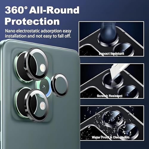 FabeKee Camera Lens Frame Glass Compatible with realme 15 5G Tempered Glass Aluminum Alloy Frame Individual Camera Lens Protector Cover BLACK - Image 2