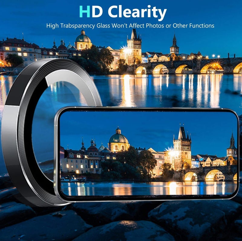 FabeKee Camera Lens Frame Glass Compatible with realme 15 5G Tempered Glass Aluminum Alloy Frame Individual Camera Lens Protector Cover BLACK - Image 4