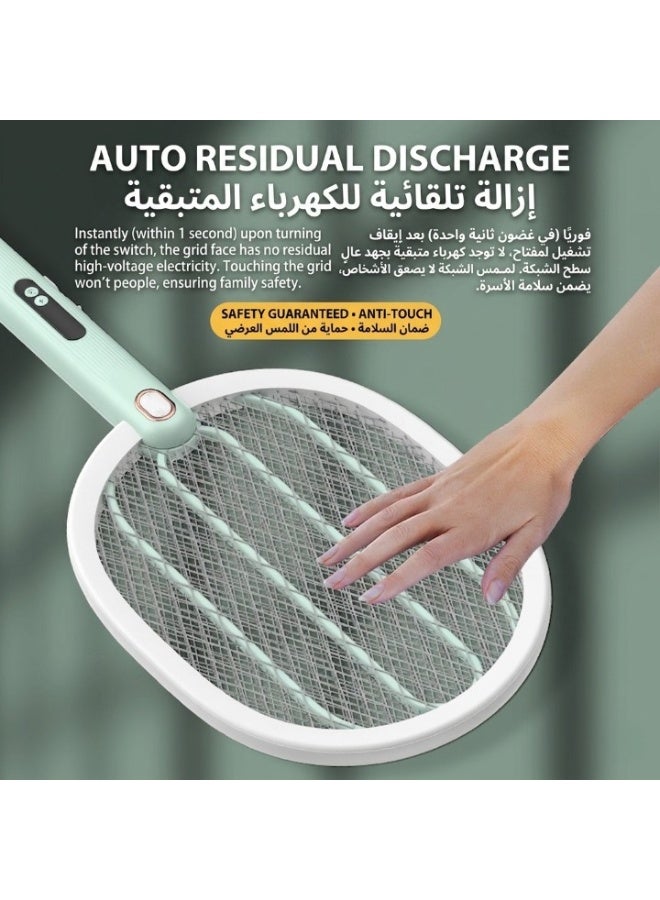 ORIONMAX Rechargeable Electric Fly Swatter Racket, 3000V Bug Zapper with Triple-Layer Safety Mesh, LED Mosquito Trap Light, Handheld Indoor & Outdoor Mosquito and Fly Killer - Image 3