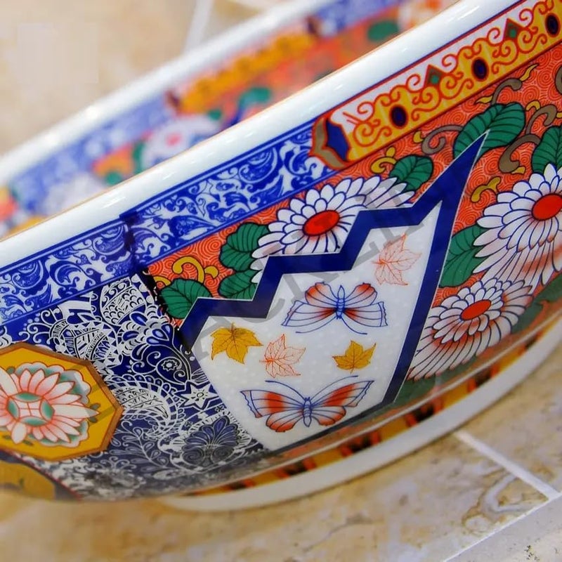 B Backline Mexican Ceramic Wash Basin | Designer Tabletop wash basin | Countertop Basin Sink For Livingroom & Bathroom/Home/Office/Hotels 42 X 42 X 14 Cm - Image 4