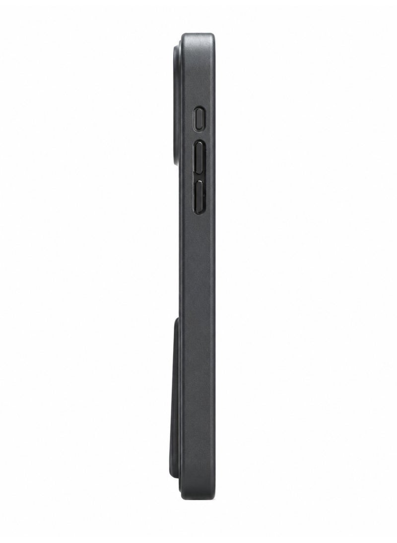 iPhone 16 Pro Max Case with Leather Texture, Card Holder & Foldable Kickstand - Black - Image 2