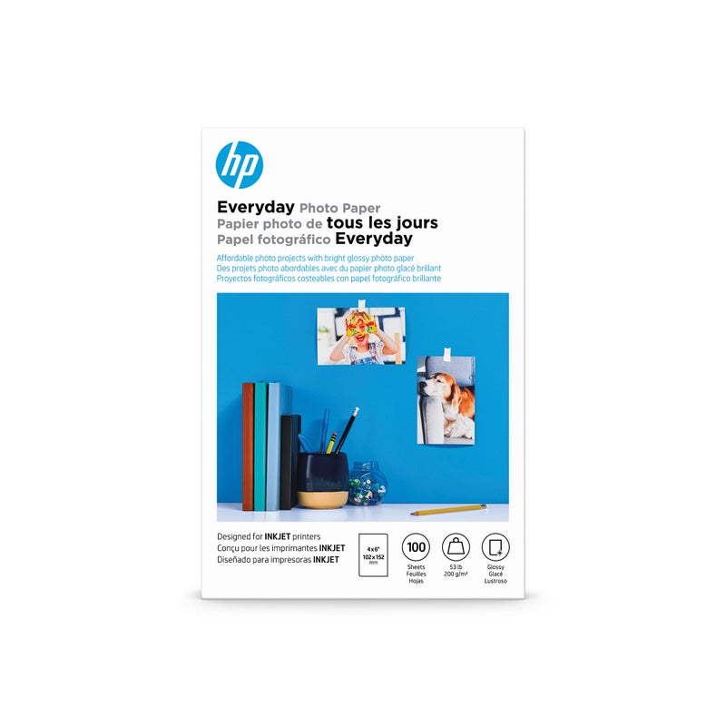 HP ورق صور HP Everyday لامع مقاس 4x6 في 100 ورقة (CR759A) عبوة من قطعة واحدة - Image 1
