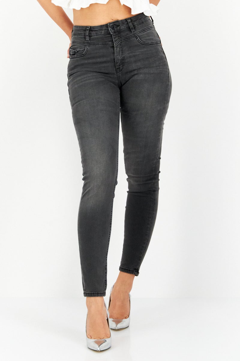 ESPRIT Women Skinny Fit Washed Denim Jean, Black - Image 1