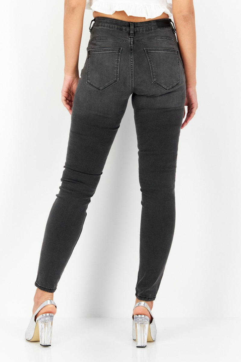 ESPRIT Women Skinny Fit Washed Denim Jean, Black - Image 3