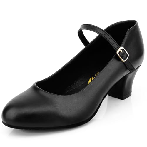 Bokimd Womens Black Latin Salsa Character Shoes Ballroom Dance Heels Prom Wedding Shoes Dress Pump (8.5 / Black) - Image 1