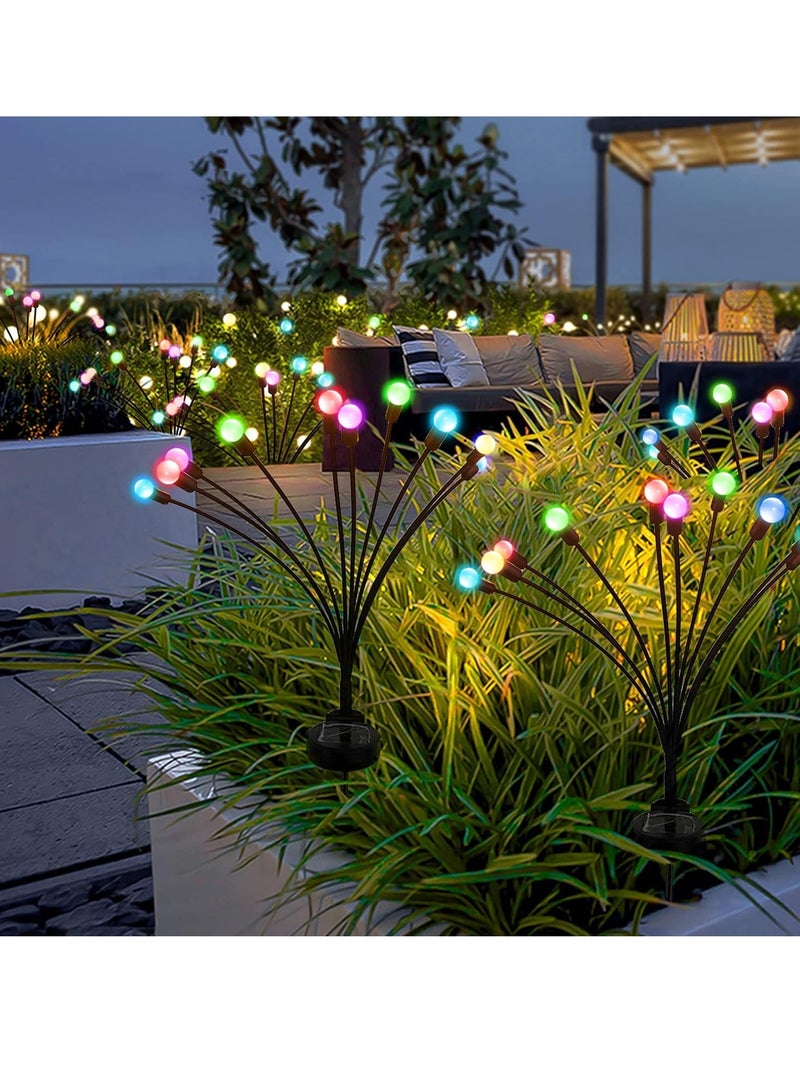 مجموعة من 2 مصباح حديقة يعمل بالطاقة الشمسية للاستخدام الخارجي، 10 مصابيح LED متأرجحة تعمل بالطاقة الشمسية، تتأرجح مع الرياح، مصابيح خارجية مقاومة للماء تعمل بالطاقة الشمسية لتزيين الفناء والممر (ملون) - Image 2