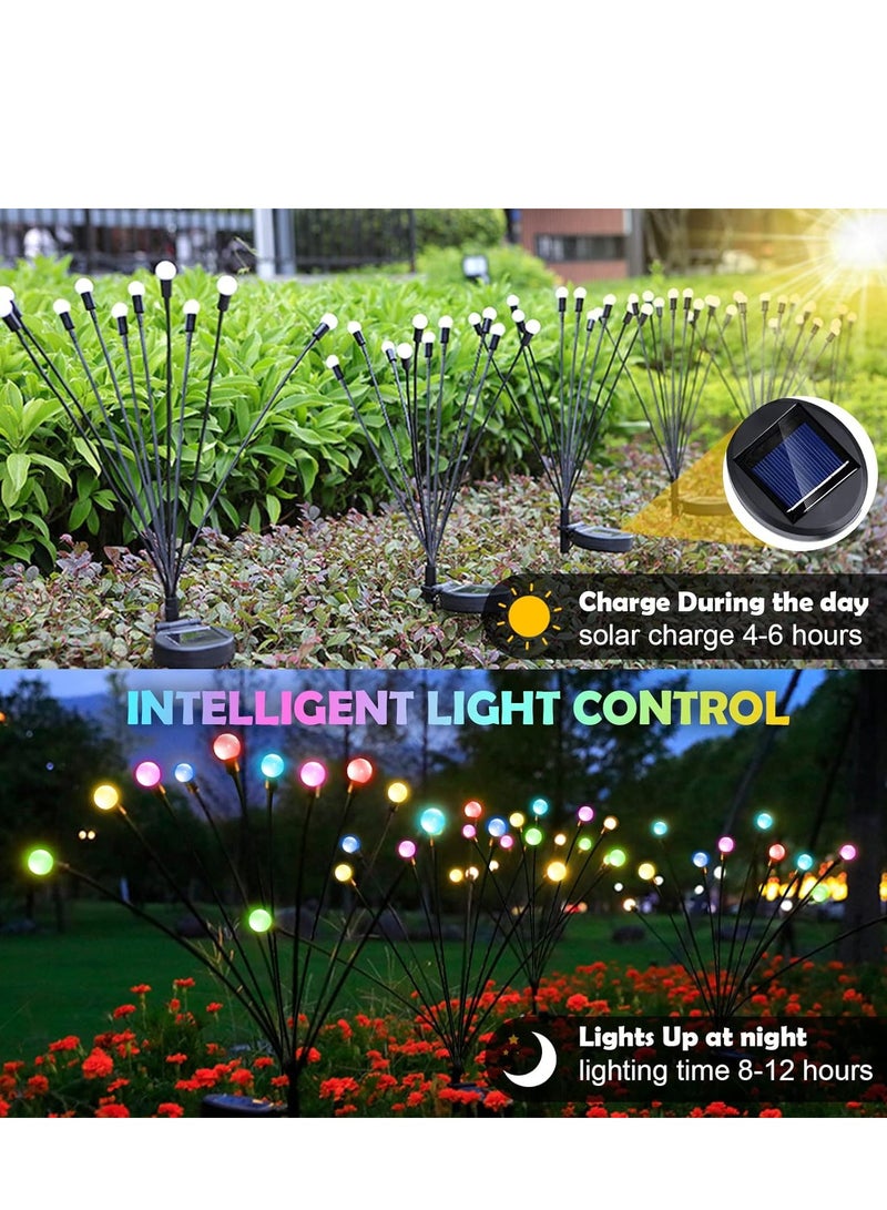 مجموعة من 2 مصباح حديقة يعمل بالطاقة الشمسية للاستخدام الخارجي، 10 مصابيح LED متأرجحة تعمل بالطاقة الشمسية، تتأرجح مع الرياح، مصابيح خارجية مقاومة للماء تعمل بالطاقة الشمسية لتزيين الفناء والممر (ملون) - Image 4