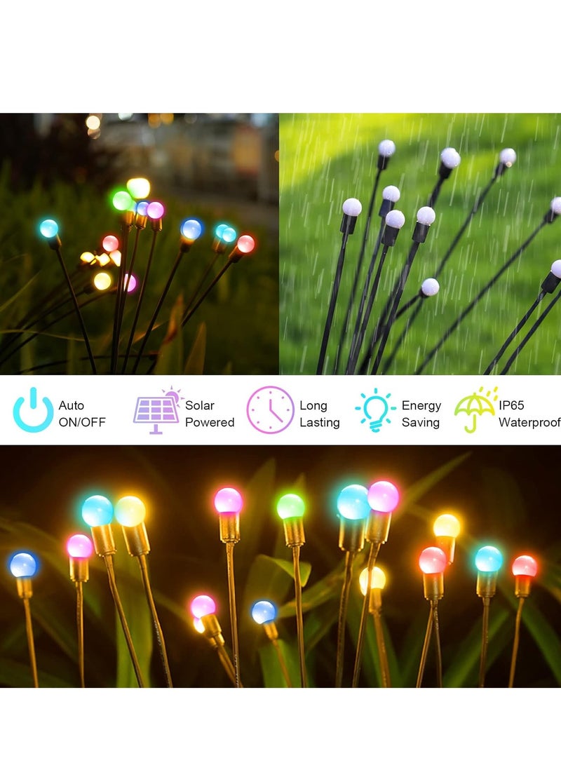 مجموعة من 2 مصباح حديقة يعمل بالطاقة الشمسية للاستخدام الخارجي، 10 مصابيح LED متأرجحة تعمل بالطاقة الشمسية، تتأرجح مع الرياح، مصابيح خارجية مقاومة للماء تعمل بالطاقة الشمسية لتزيين الفناء والممر (ملون) - Image 5