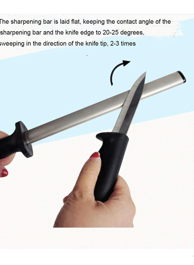 NIBEMINENT Diamond Slaughter Knife Sharpening Stick Black/Silver 27.5centimeter  - Image 2