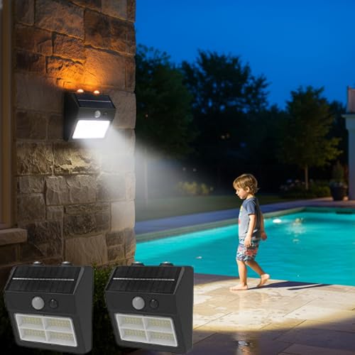 Homehop Solar Wall Security Motion Sensor Lights Waterproof Automatic LED Lamp for Outdoor Home,Garden, Balcony, Pathway (Pack of Two) - Image 1