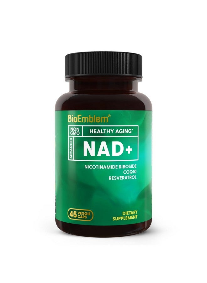 BioEmblem NAD+ Supplement | 300 mg Nicotinamide Riboside with CoQ10 & Resveratrol | Supports Healthy Aging, Cellular Energy and Cognitive Function | Non-GMO, Gluten Free - 45 Capsules - Image 1