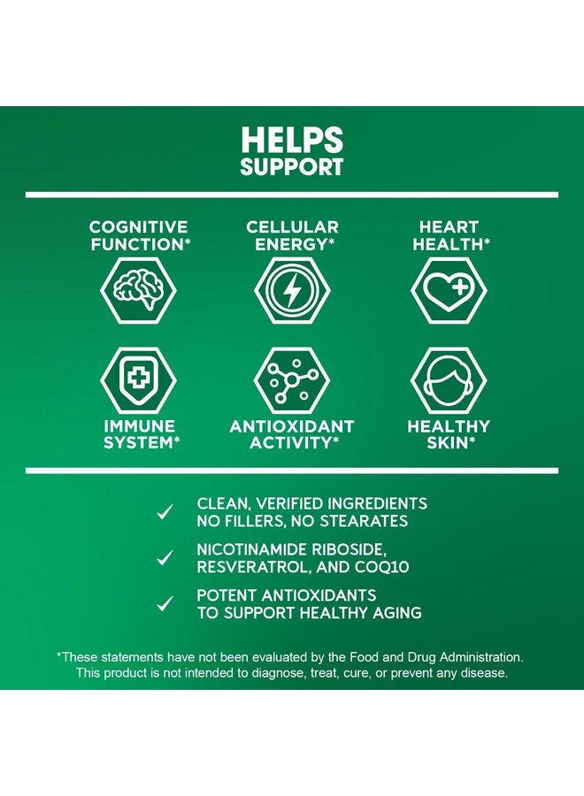 BioEmblem NAD+ Supplement | 300 mg Nicotinamide Riboside with CoQ10 & Resveratrol | Supports Healthy Aging, Cellular Energy and Cognitive Function | Non-GMO, Gluten Free - 45 Capsules - Image 5