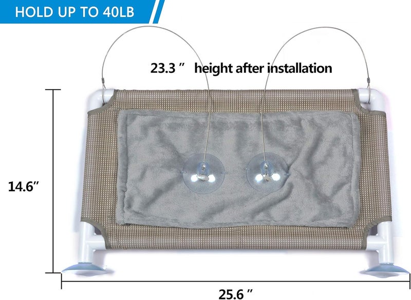 PEFUNY Cat Bed Window, Cat Window Hammock Window Perch, Safety Cat Shelves Space Saving Window Mounted Cat Seat for Large Cats (Beige Premium Set) - Image 2