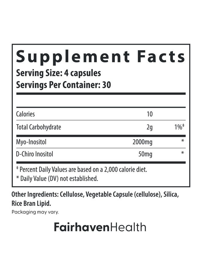 Fairhaven Health Myo-Inositol and D-Chiro Inositol Supplement | 40:1 Ratio | Female Fertility Supplement for Women and Hormone Balance* | Vitamin B8 | Gluten and Dairy Free | 120 Inositol Capsules - Image 2