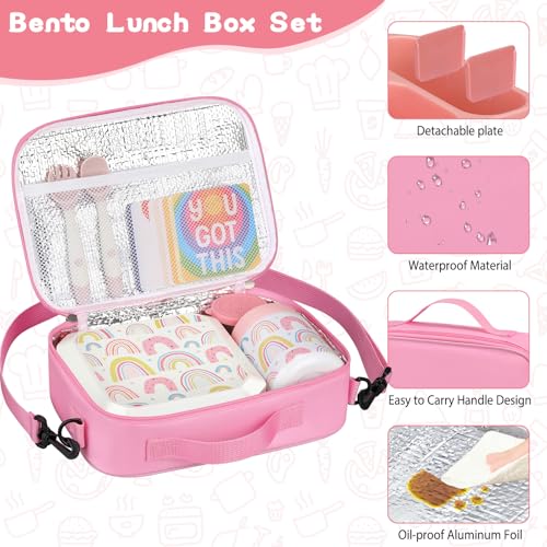 wiwens Bento Lunch Box for Kids with 12oz Soup Thermo Leak-Proof Lunch Food Container with 5 Compartment Thermo Hot Food Jar and Insulated Lunch Bag for Kid Toddler Girls Boys to School - Image 5