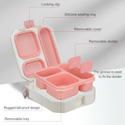 wiwens Bento Lunch Box for Kids with 12oz Soup Thermo Leak-Proof Lunch Food Container with 5 Compartment Thermo Hot Food Jar and Insulated Lunch Bag for Kid Toddler Girls Boys to School - Image 2