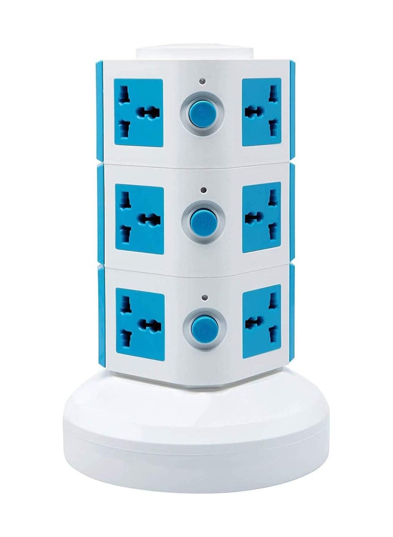 Universal Vertical 3 Layers Multi Socket 220V Tower Extension Outlet with USB Ports Cord and UK-Plug Power Strip (3M) 