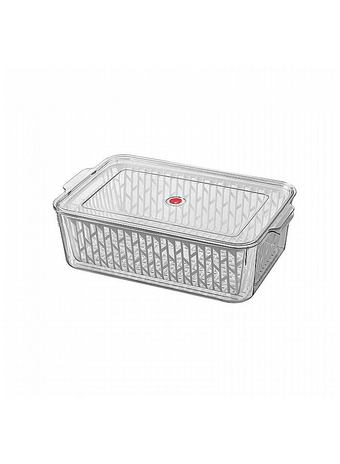 ON MART Food Storage Containers for Fridge Airtight Stackable with Handle Organizer Storage for Kitchen Home Pantry for Food Drinks Fruit Vegetable Meal Salad Sandwich Cereal Prep Removable Drain Stra