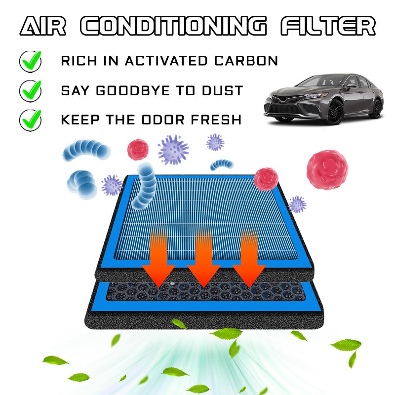 QBOONPT Cabin Air Filter, CF10285 Activated Carbon Air Filter to Adsorb PM2.5 Replacement, HEPA Air Conditioner Cabin Filter for Toyota 4Runner Highlander RAV4 Camry Corolla Sequoia Sienna Avalon - Image 3