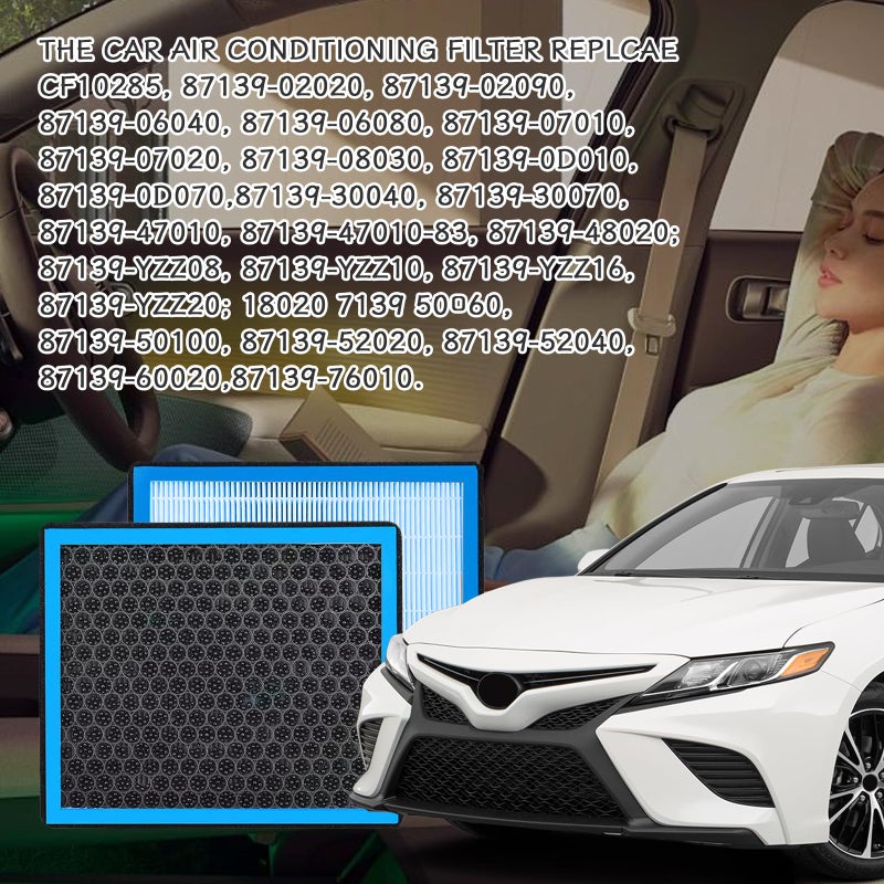 QBOONPT Cabin Air Filter, CF10285 Activated Carbon Air Filter to Adsorb PM2.5 Replacement, HEPA Air Conditioner Cabin Filter for Toyota 4Runner Highlander RAV4 Camry Corolla Sequoia Sienna Avalon - Image 5
