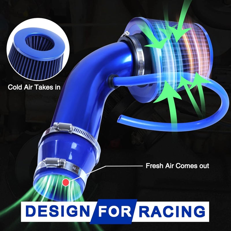 AICARS 3 Inch Universal Cold Intake Pipe Induction High Flow Pipe Kit - Blue - Image 2