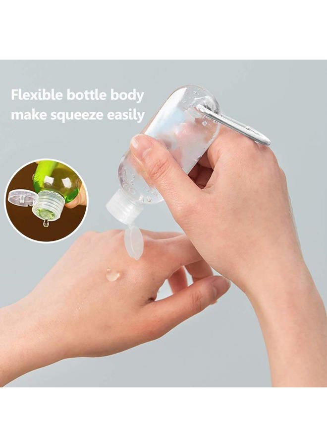 LinkIdea 1.69oz Empty Hand Soap Bottles, Portable Travel Plastic Bottles, Fine Mist Spray Bottle, Reusable Squeezable Leak Proof Toiletries Container with Keychain & Stretchable Lanyard (4 Pack) - Image 2