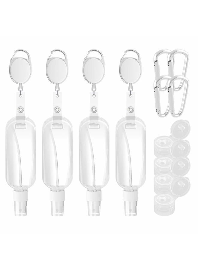 LinkIdea 1.69oz Empty Hand Soap Bottles, Portable Travel Plastic Bottles, Fine Mist Spray Bottle, Reusable Squeezable Leak Proof Toiletries Container with Keychain & Stretchable Lanyard (4 Pack) - Image 1
