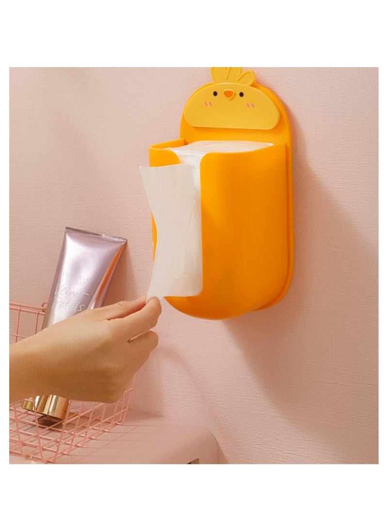 Bukela - Wall Mounted Tissue Box Holder,Cute Cartoon Paper Holder Facial Tissue Box Holder,Multifunctional Tissue Box Holder,Napkin Storage Box Paper Towel Dispensers for Home Bathroom-White - Image 1