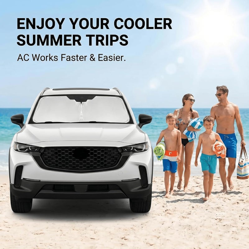 AuyNeas Windshield Sun Shade for Mazda CX-50 2023-2025 2026 Sunshade Front Window Shade Custom Fit CX-50 Accessories Sun Visor Foldable Shade Blocks UV Rays Accessories - Image 4