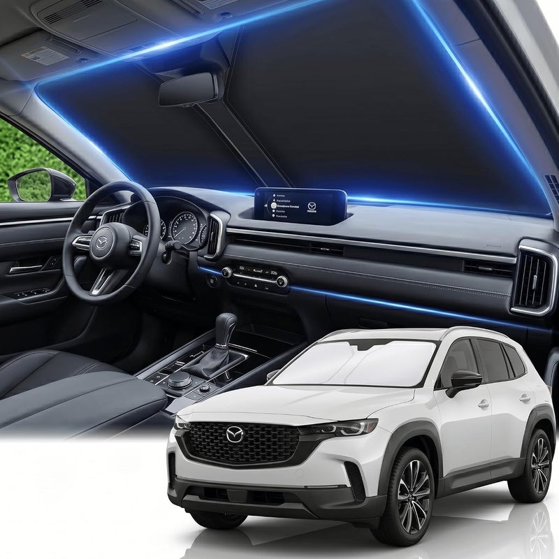 AuyNeas Windshield Sun Shade for Mazda CX-50 2023-2025 2026 Sunshade Front Window Shade Custom Fit CX-50 Accessories Sun Visor Foldable Shade Blocks UV Rays Accessories - Image 1