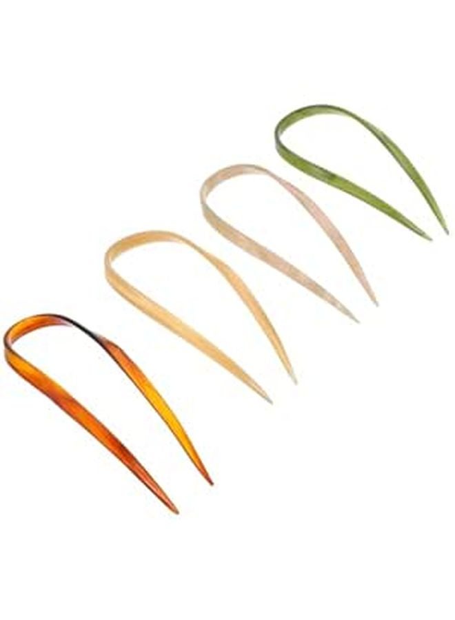 Vintage Pattern Acetate Hair Sticks U Shaped Updo Pins Set 4pcs Bun Holder - Image 1