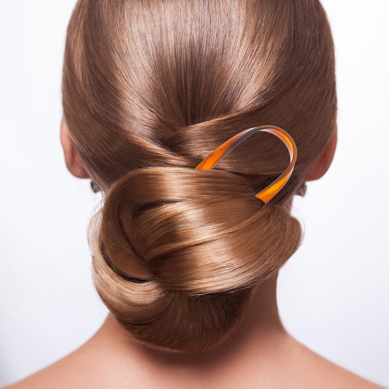Vintage Pattern Acetate Hair Sticks U Shaped Updo Pins Set 4pcs Bun Holder - Image 5